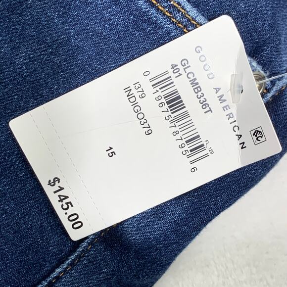 NWT Good American Jeans Good Legs Cropped Mini Boot Womens 15 Stretch Distressed - Picture 7 of 16